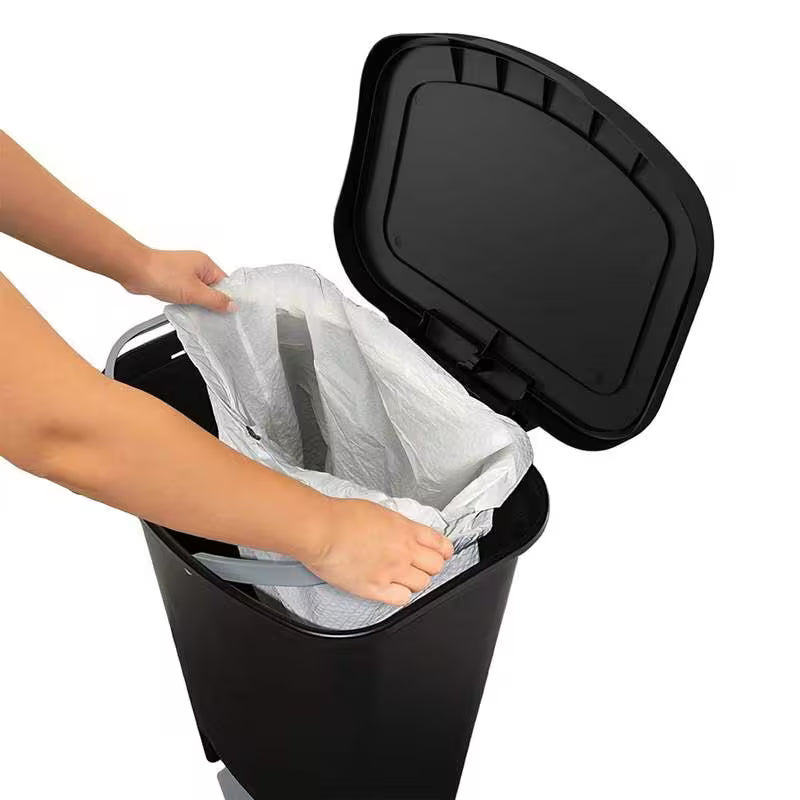 13-Gallon Kitchen Trash Can with Pedal and Bag Rings