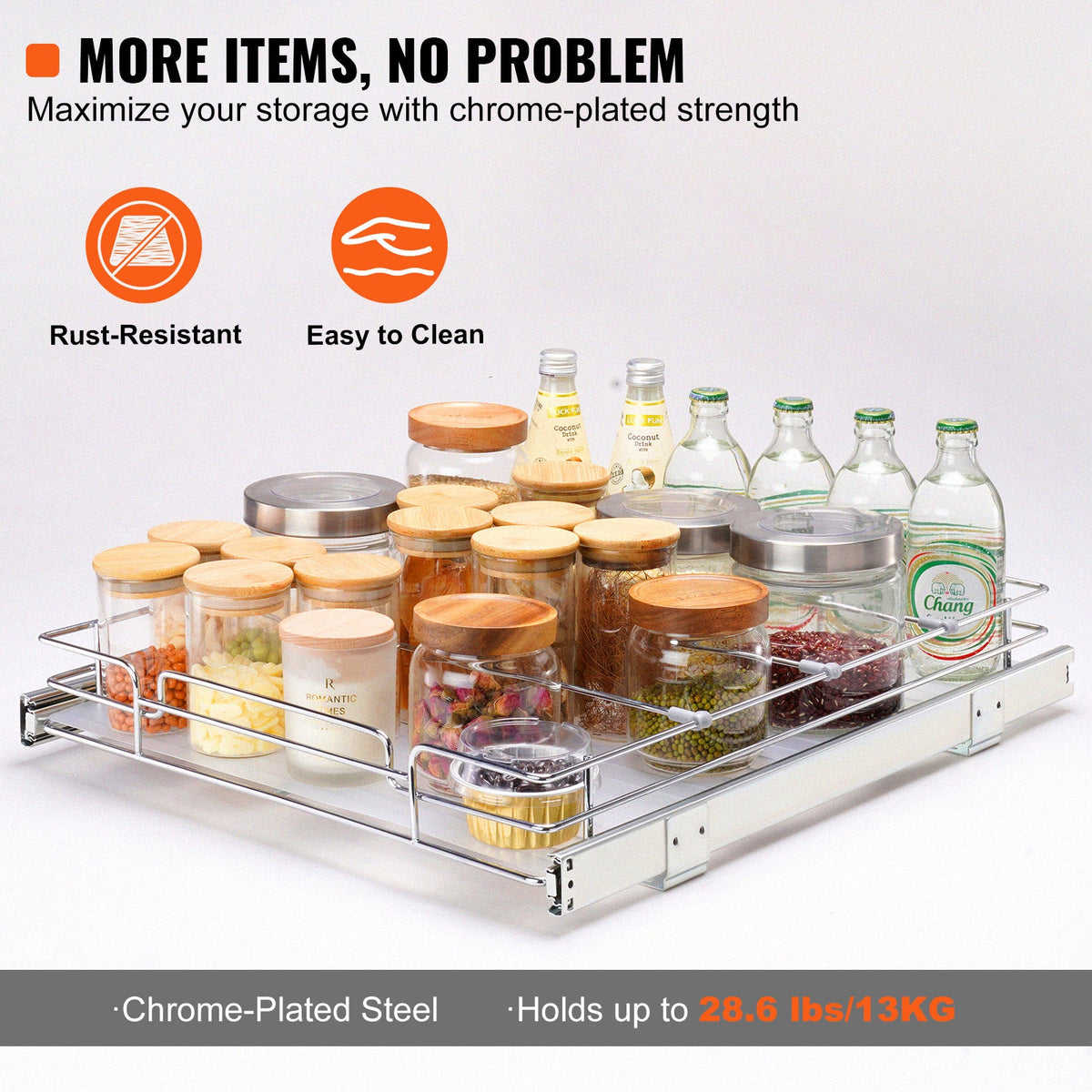 Heavy-Duty Pull-Out Cabinet Organizer — 14 × 21 in