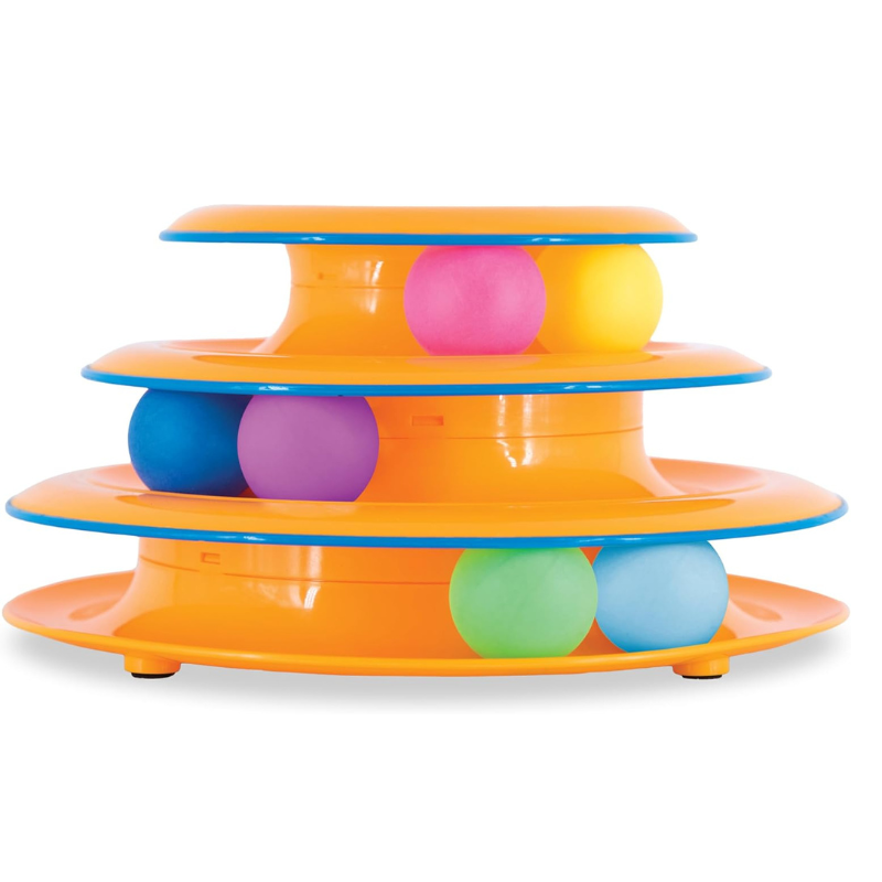 Interactive 3-Tier Cat Track Toy with Spinning Balls