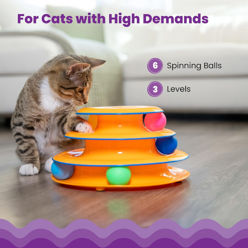 Interactive 3-Tier Cat Track Toy with Spinning Balls