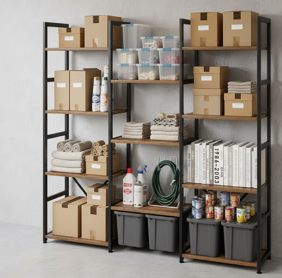Industrial Bookshelf – /4/5/6/Triple-Tier Metal Storage Shelf