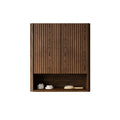ZULA 26" Wall-Mounted Bathroom Cabinet with Striped Solid Wood Doors - Natural Finish