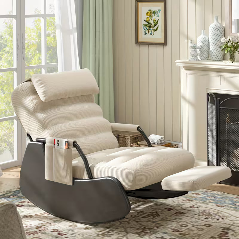 Corduroy Nursery Glider Rocking Chair with Cushioned Seat