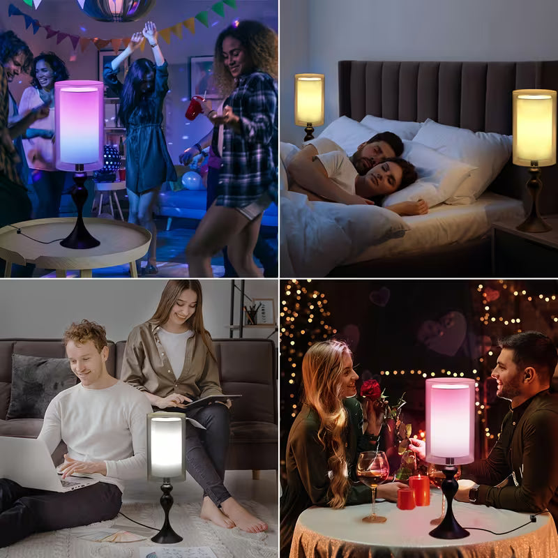 Set of 2 Bedside Table Lamps with RGB Music Sync