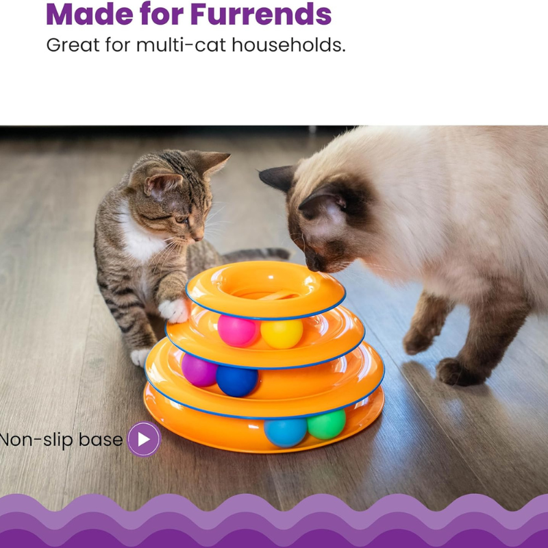 Interactive 3-Tier Cat Track Toy with Spinning Balls