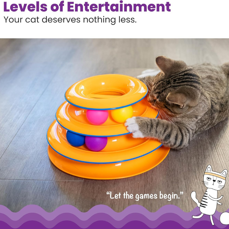 Interactive 3-Tier Cat Track Toy with Spinning Balls