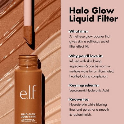 e.l.f. Halo Glow Liquid Filter Highlighter 6.5 Deep 1.06 fl oz - New