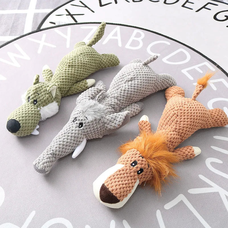 Plush Cartoon Dog Toy – Squeaky Chew Toy for Small Dogs, Teeth Grinding & Fun Playtime