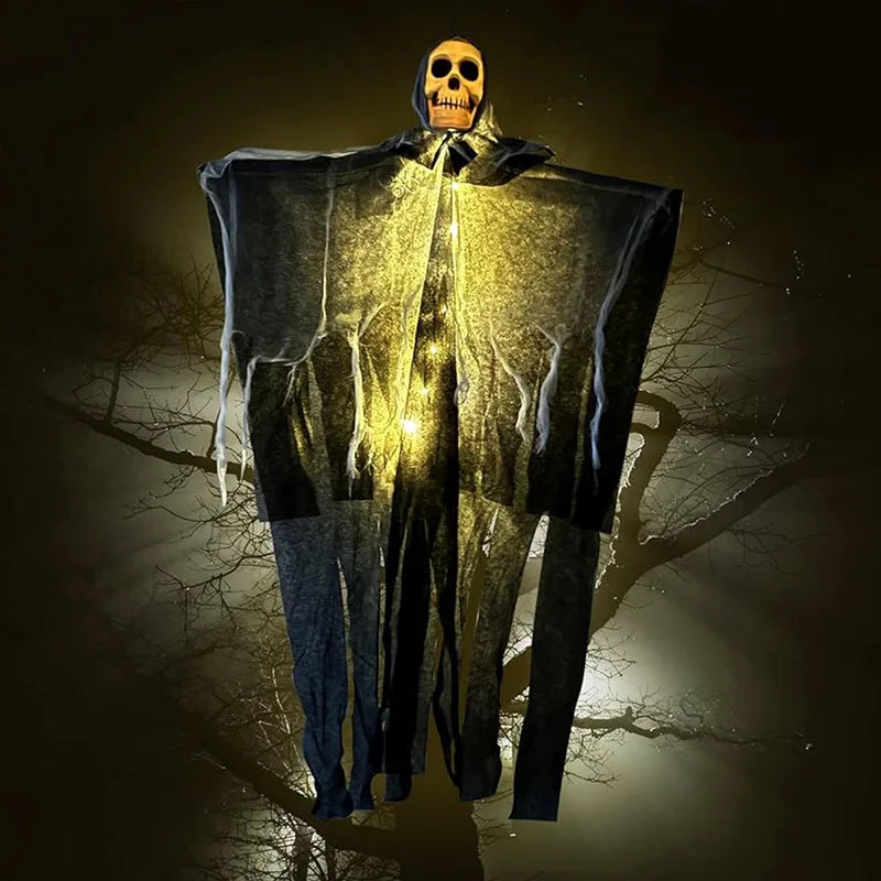 Glowing Hanging Skull Ghost Halloween Decoration