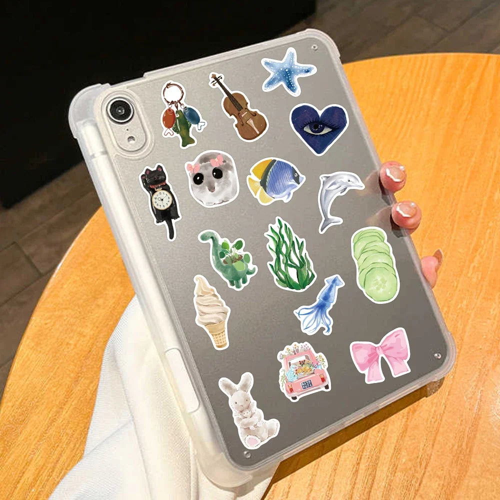 Watercolor Diary Stickers – 50 or 100 Pieces