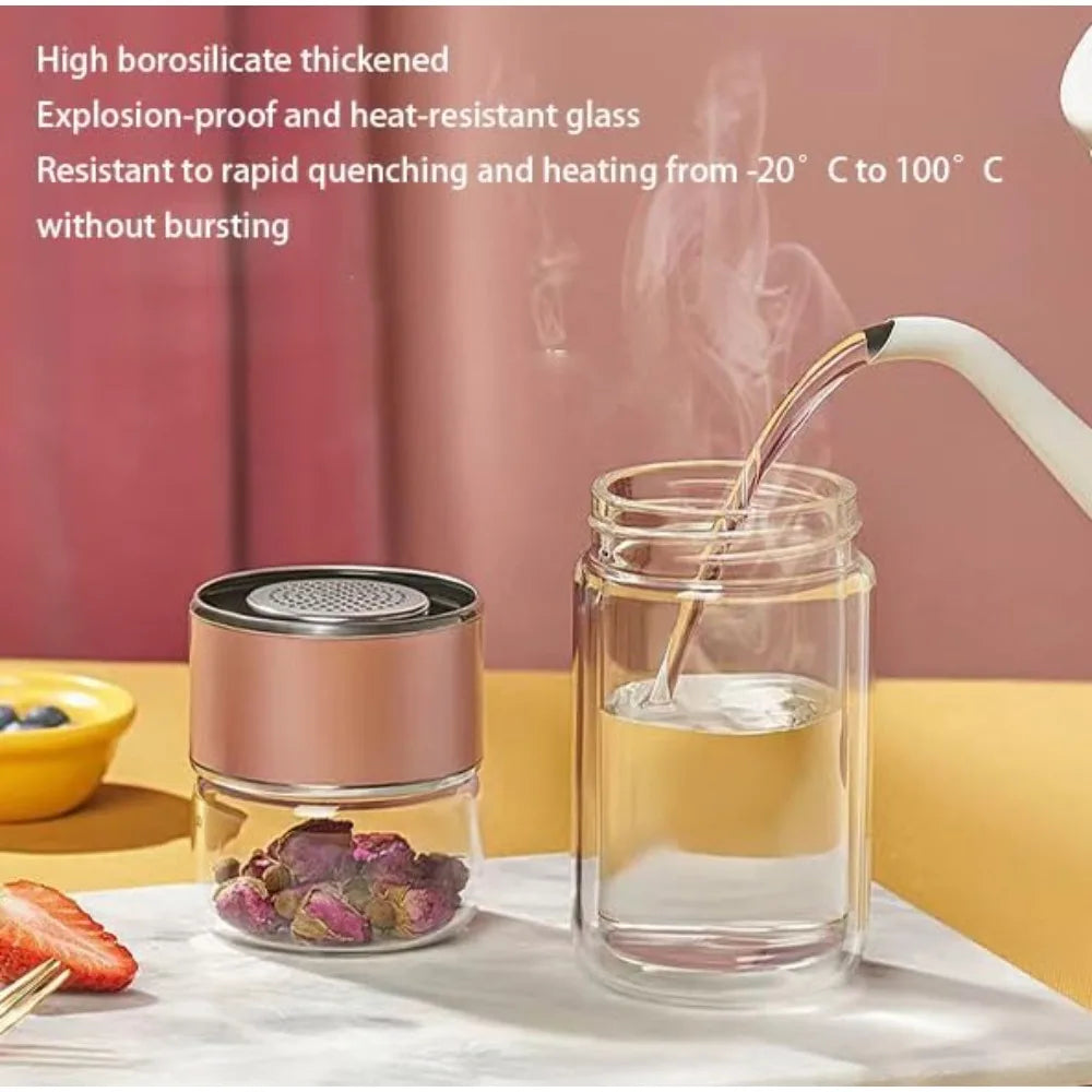 420 ml Double-Wall Glass Tea Cup with Infuser