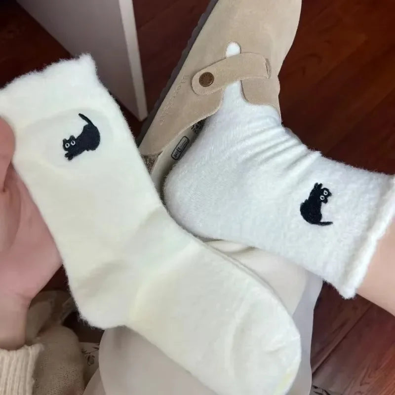 Plush Mink-Velvet Cat Socks – 3 Pairs