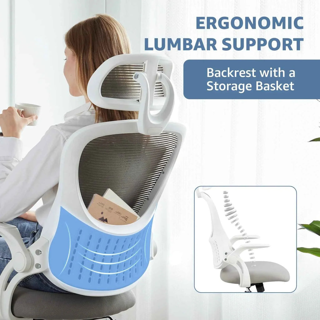 Ergonomic Office Desk Chair with Flip-Up Arms