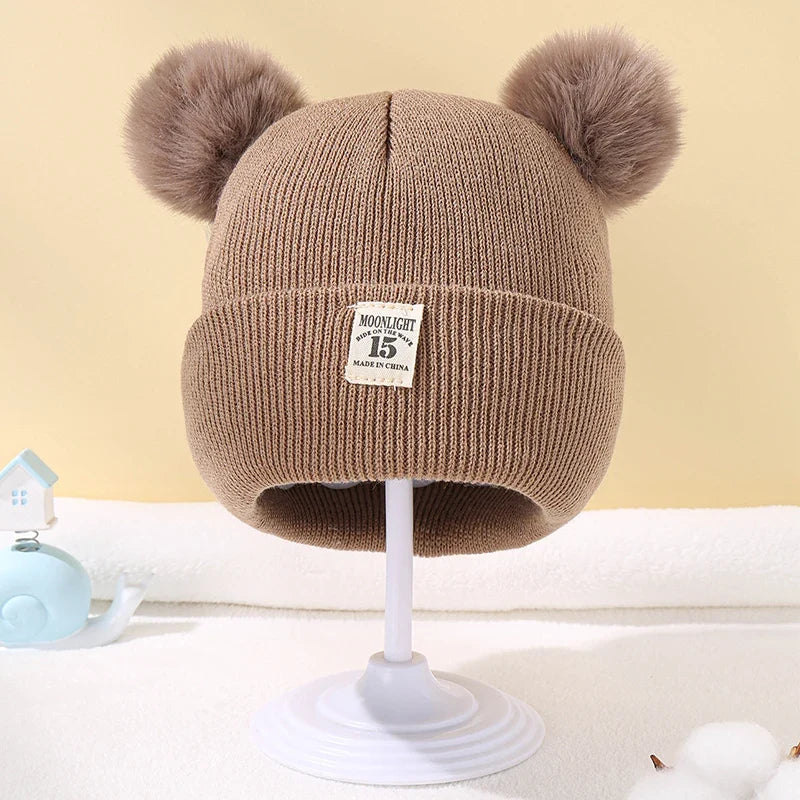 Knitted Baby Beanie with Pom-Pom
