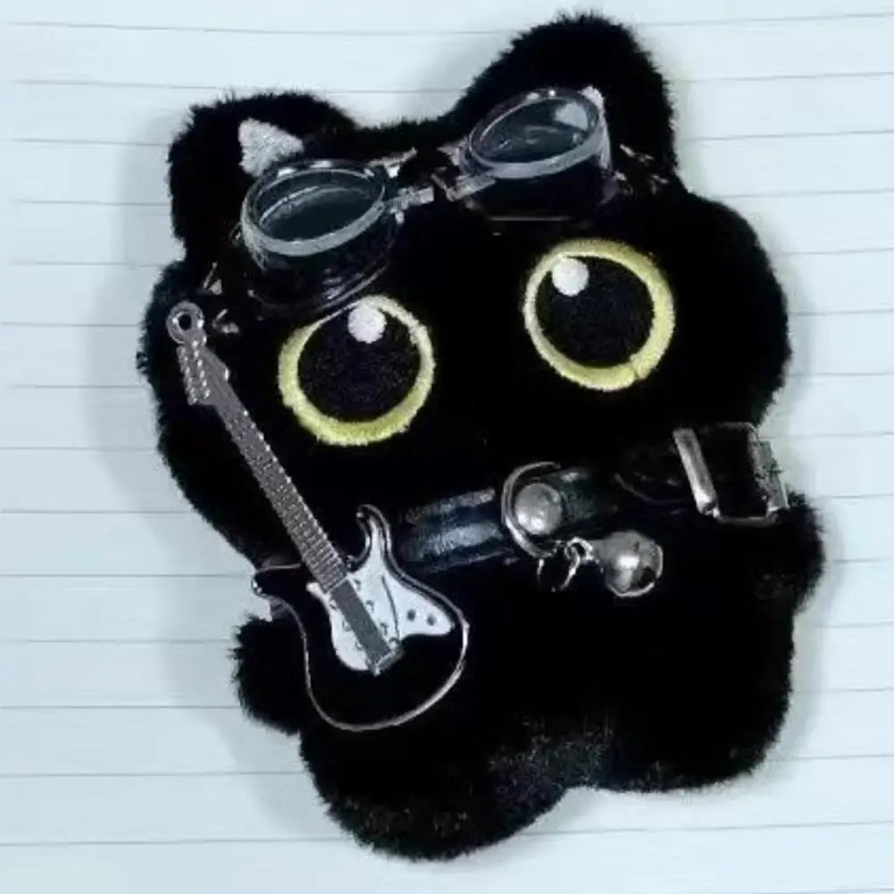 Black Cat Rock-Music Plush Keychain – 15 cm