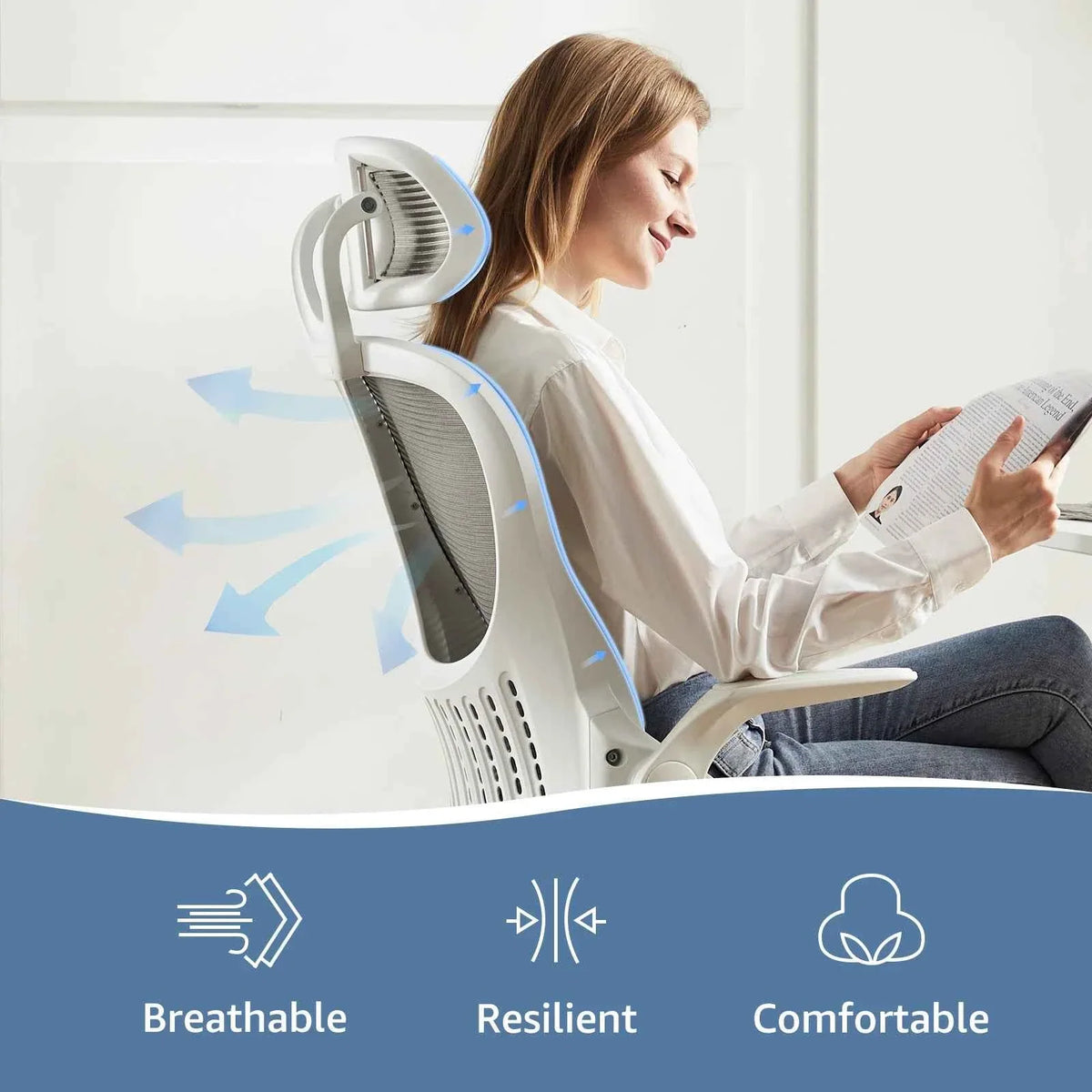Ergonomic Office Desk Chair with Flip-Up Arms