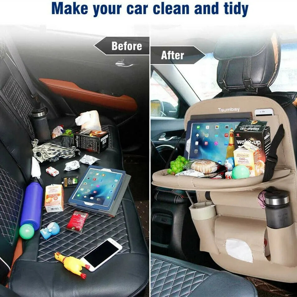 Car Backseat Organizer with Fold-Down Tray