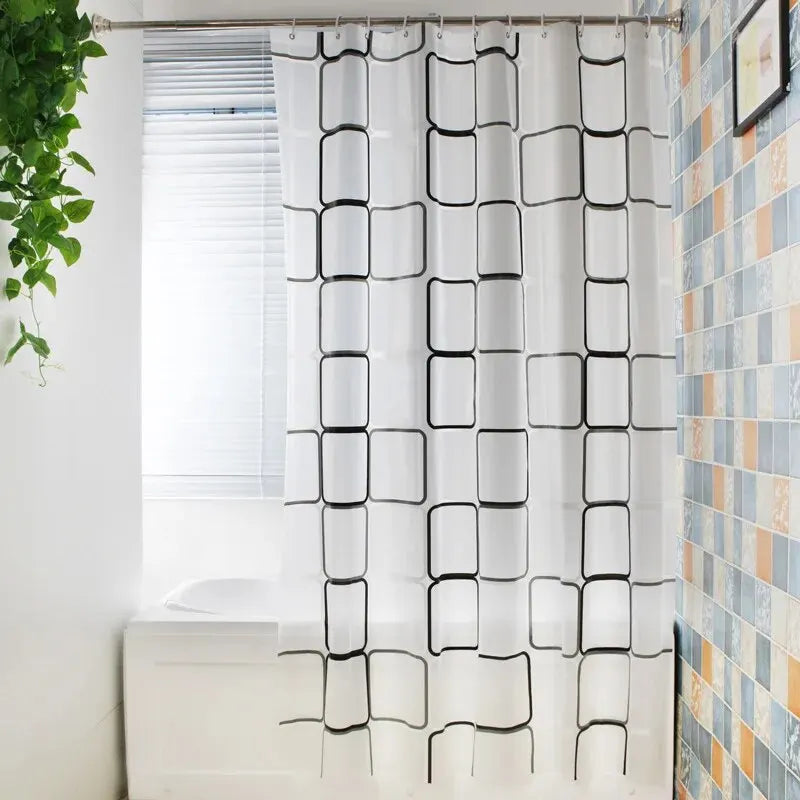 Patterned Waterproof PEVA Shower Curtain – 180 × 180 cm