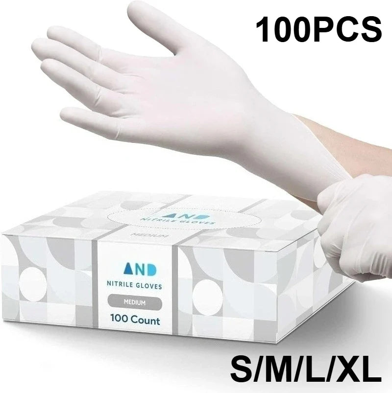 White Nitrile Disposable Gloves – Powder-Free, Multiple Pack Sizes