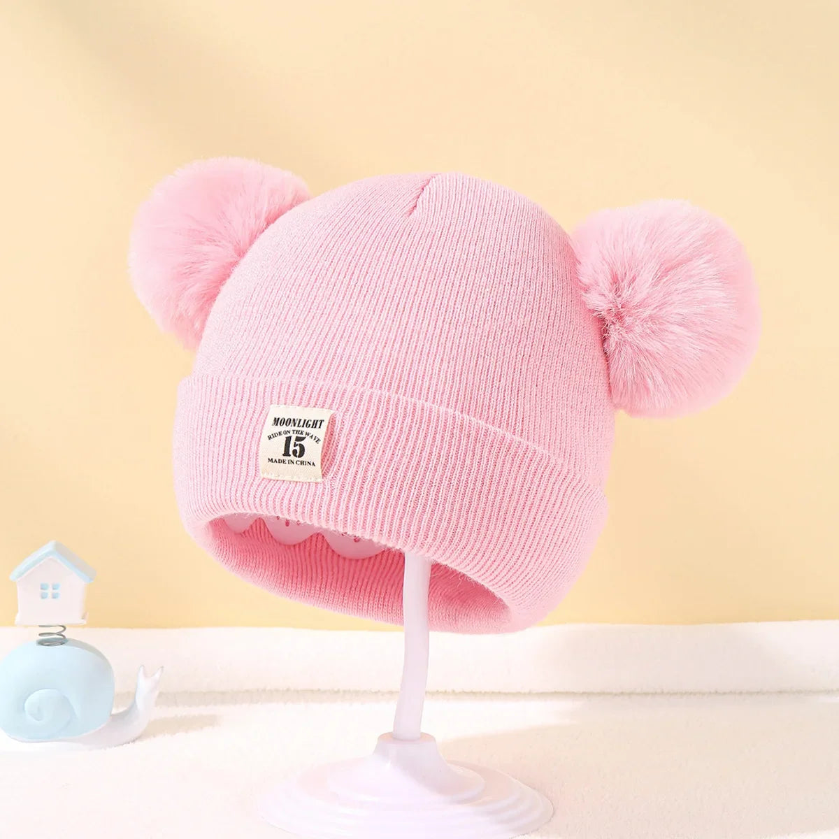 Knitted Baby Beanie with Pom-Pom