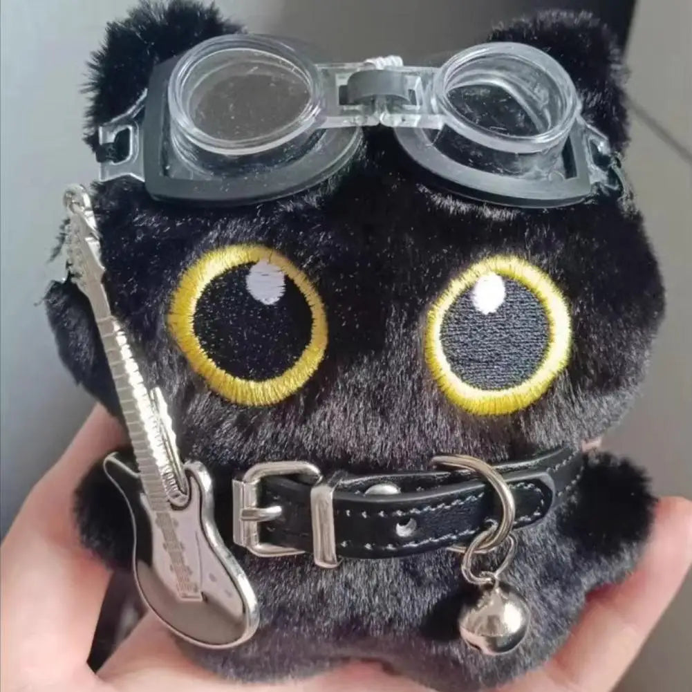 Black Cat Rock-Music Plush Keychain – 15 cm
