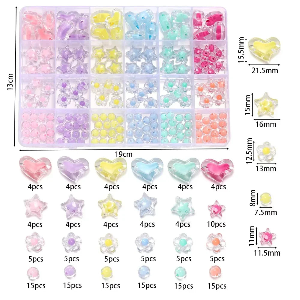 Heart-Shaped Acrylic Beads – 174-Piece Jewelry Kit