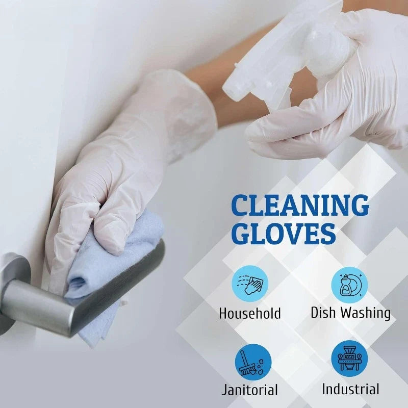 White Nitrile Disposable Gloves – Powder-Free, Multiple Pack Sizes