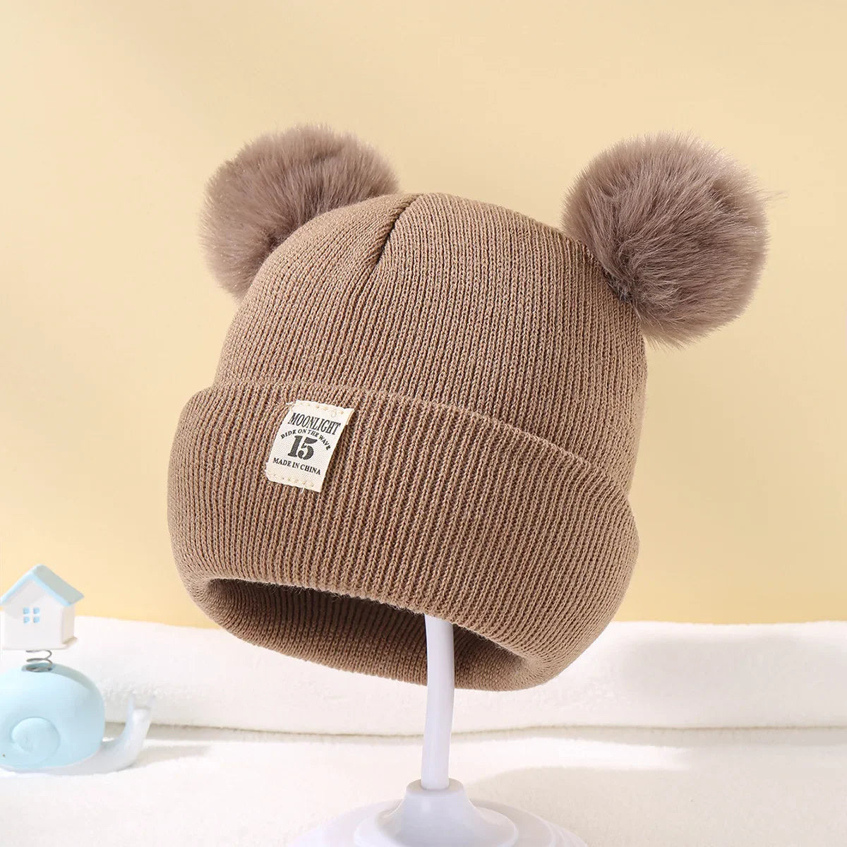 Knitted Baby Beanie with Pom-Pom