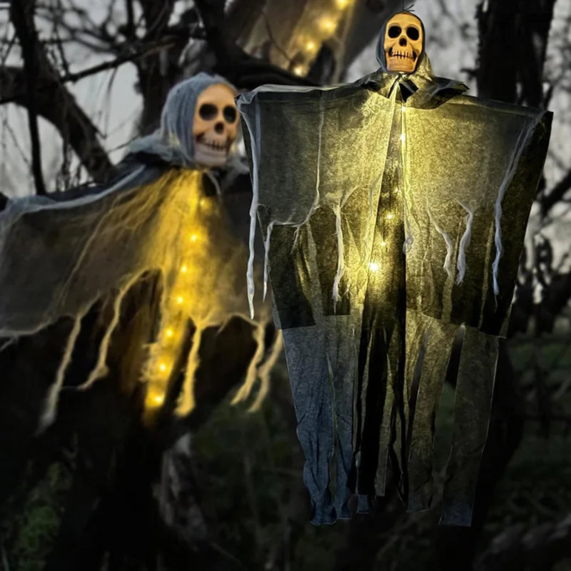 Glowing Hanging Skull Ghost Halloween Decoration