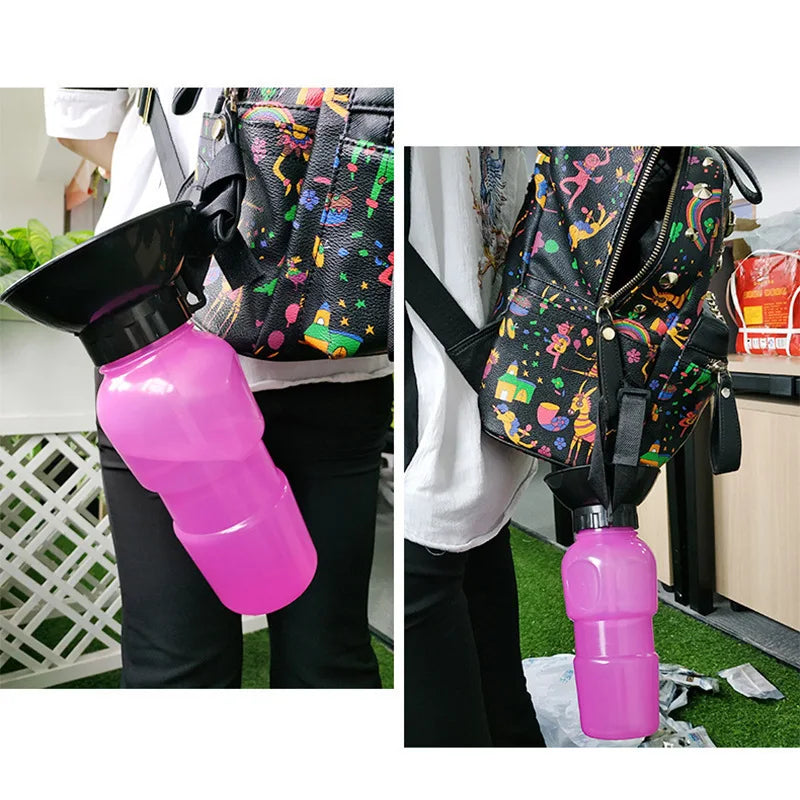 Portable Leakproof Pet Water Bottle with Drinking Bowl – 500 ml