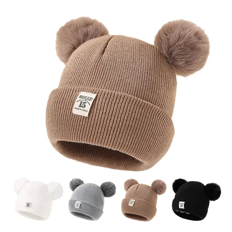 Knitted Baby Beanie with Pom-Pom