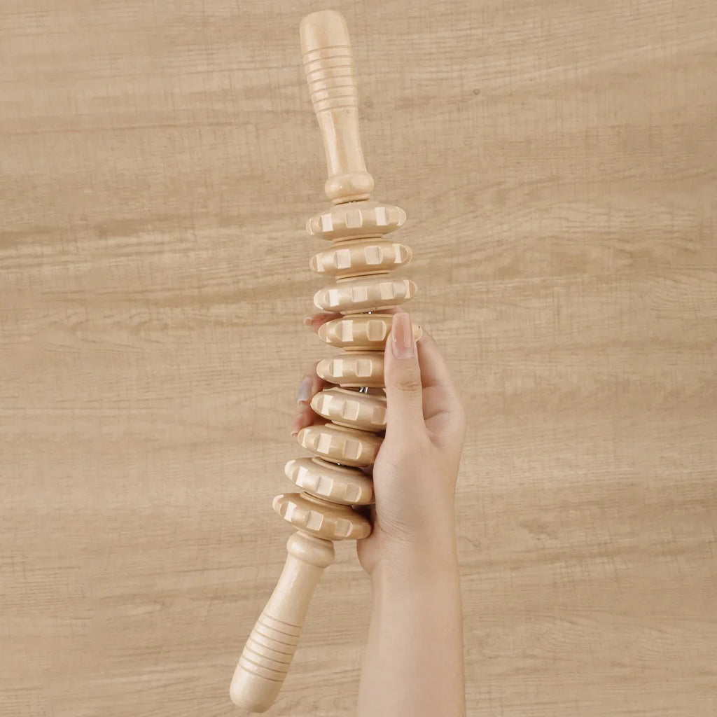 Wooden Therapy Massager Roller Trigger Point Massager Stick for Fascia Cellulite Muscle & Abdomen Body, Muscle Belly Relief Too