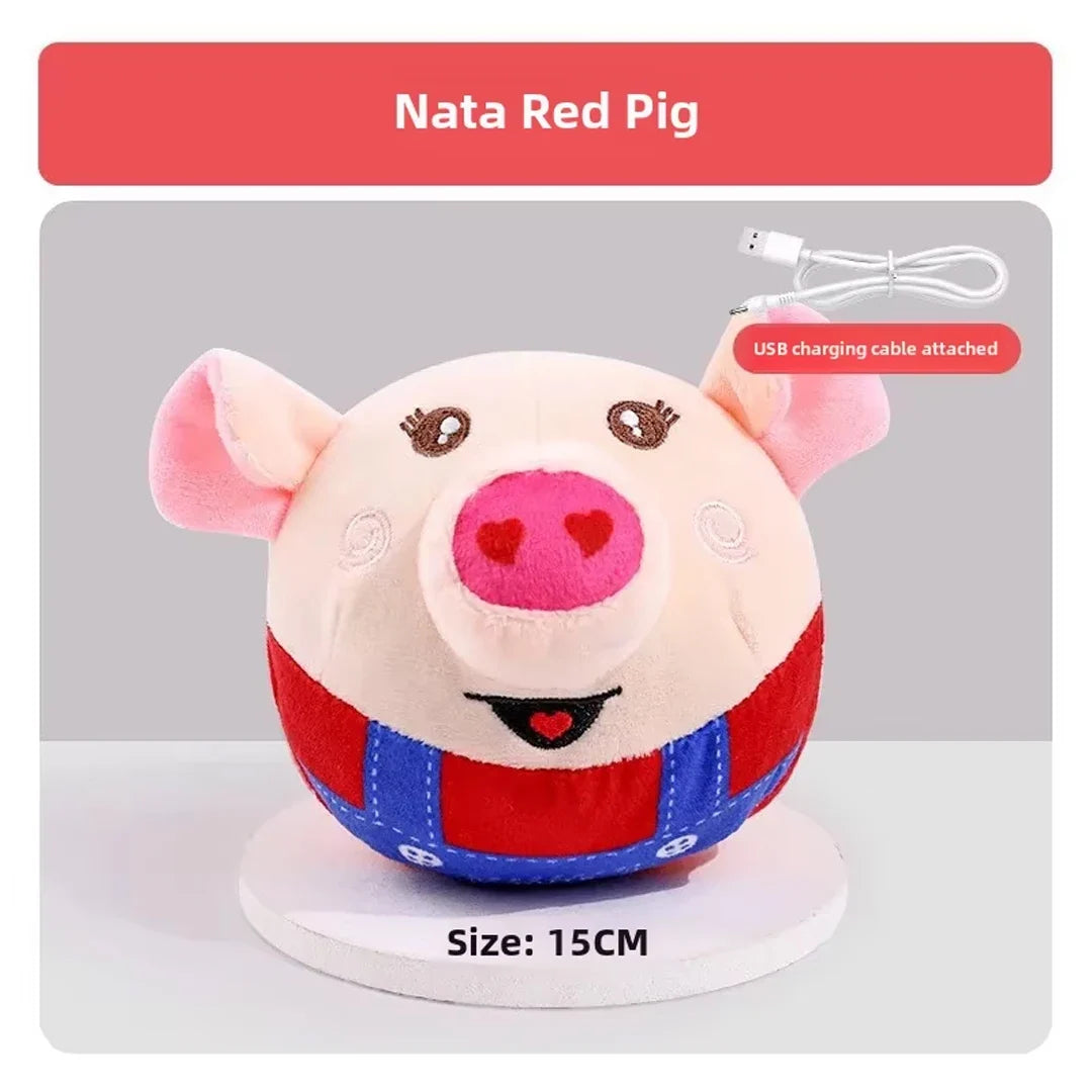 Interactive Plush Jumping Ball Dog Toy – USB Rechargeable Electric Clown Toy with Music
