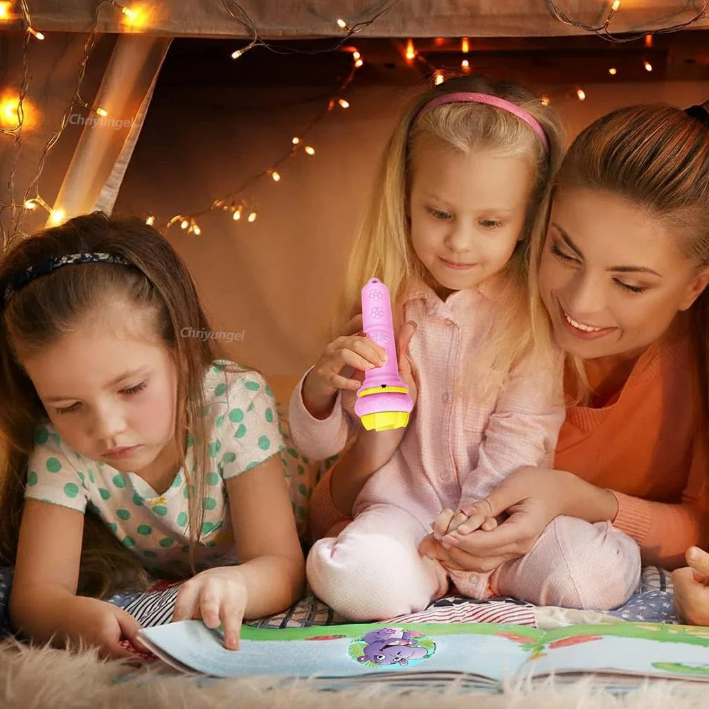 Kids’ Cartoon Projection Flashlight – 10 Picture Cards