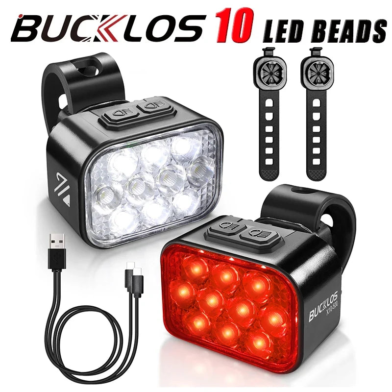 USB-Rechargeable Front and Rear Bicycle Light Set