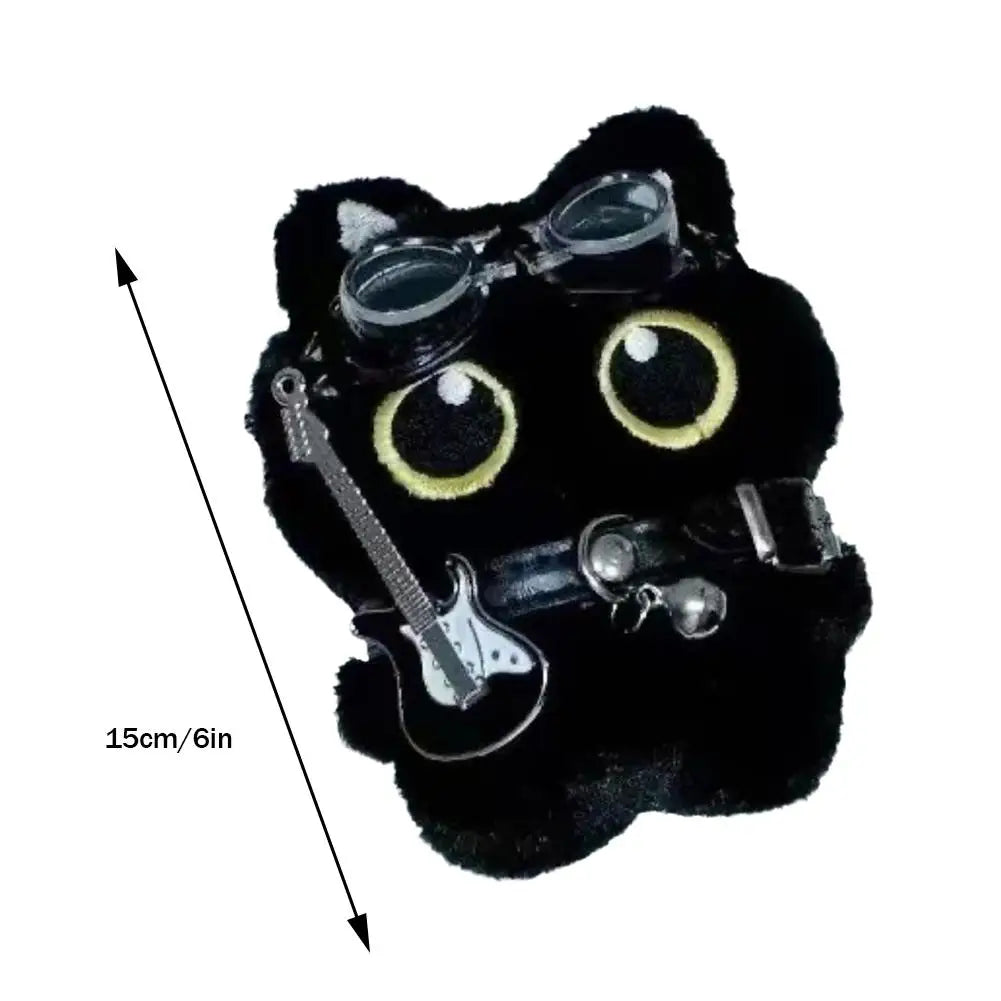 Black Cat Rock-Music Plush Keychain – 15 cm
