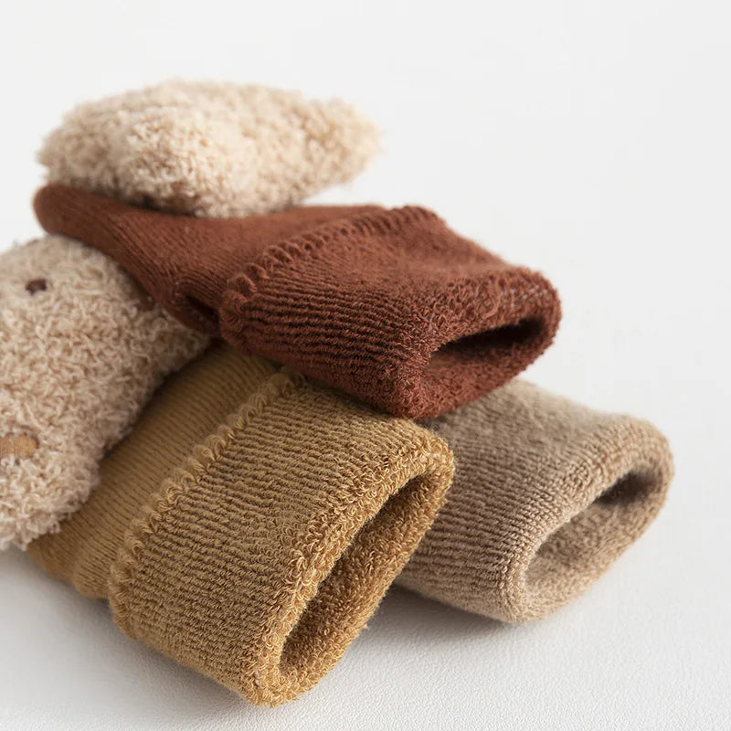 Warm Cartoon Bear Baby Socks – Non-Slip