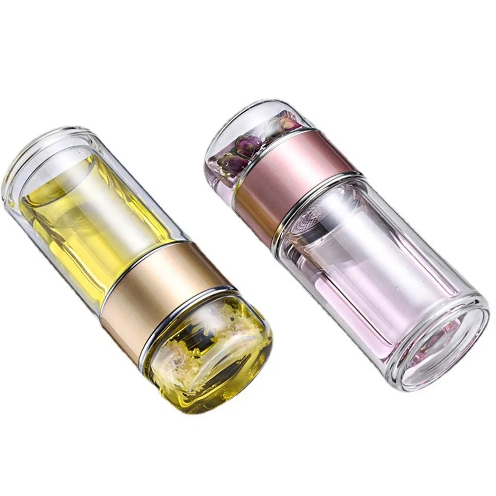 420 ml Double-Wall Glass Tea Cup with Infuser