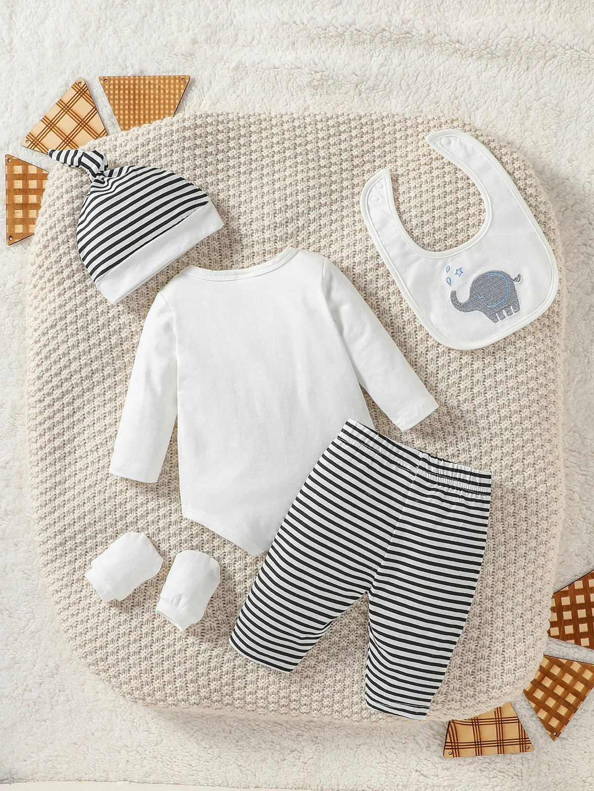 Baby Elephant Outfit Set with Hat, Gloves and Bib – 4 Pieces