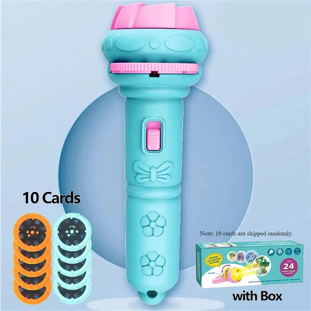 Kids’ Cartoon Projection Flashlight – 10 Picture Cards