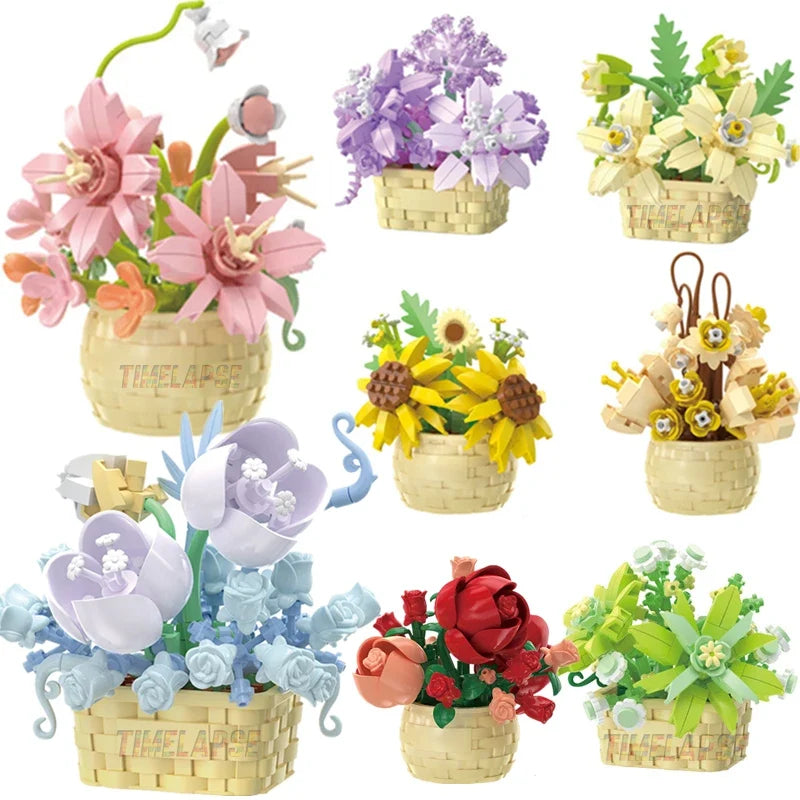 Potted Flower and Succulent Building Block Kit