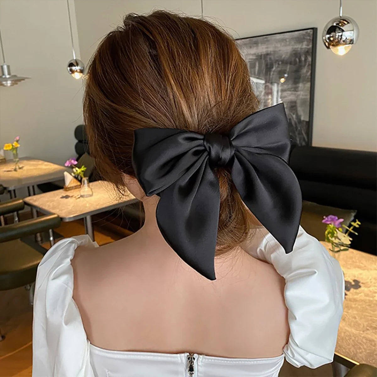 Large Satin Bow Hair Tie