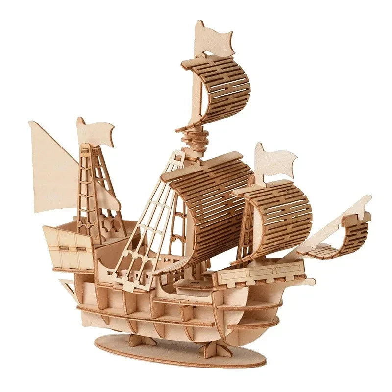3D Wooden Sailboat Puzzle Kit