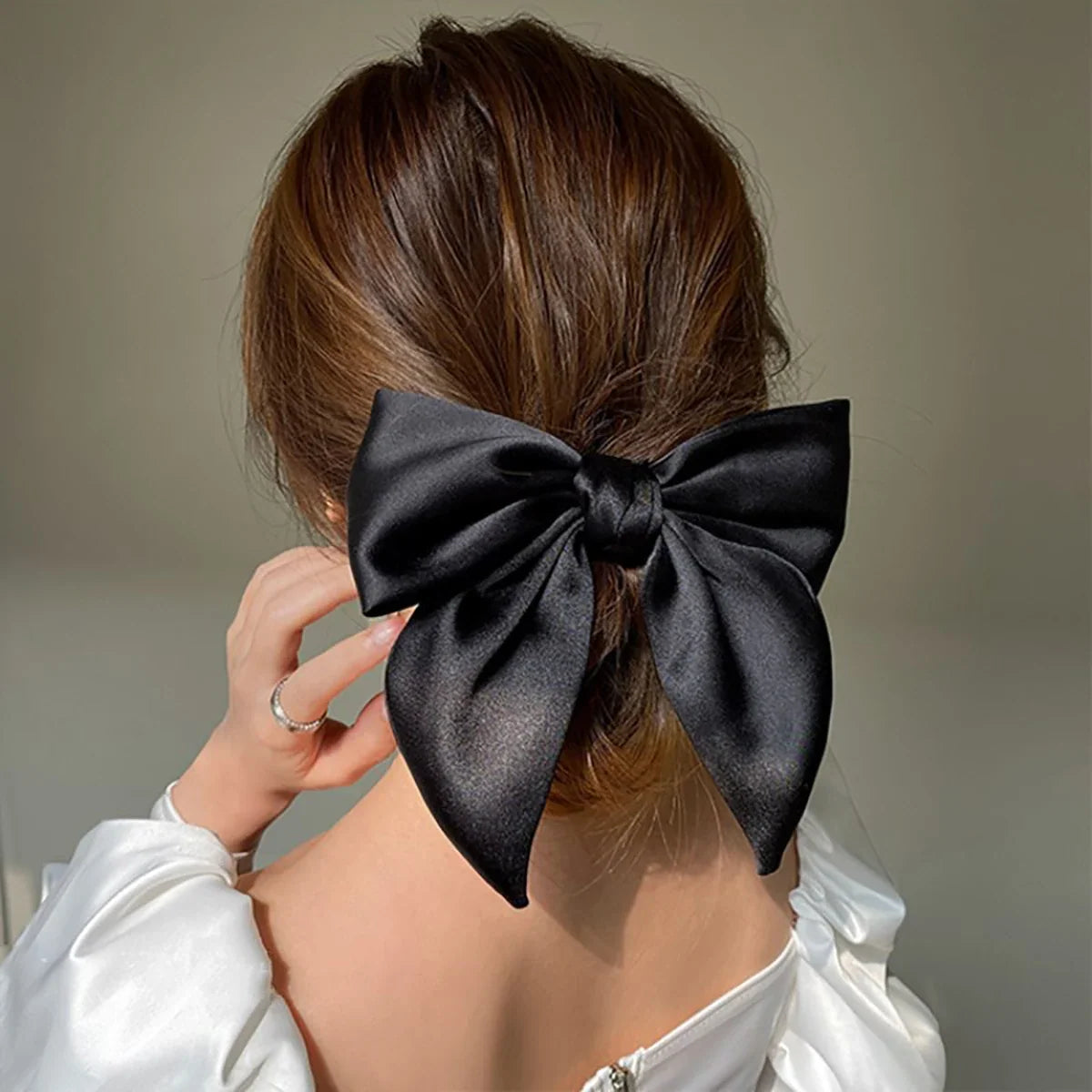 Large Satin Bow Hair Tie