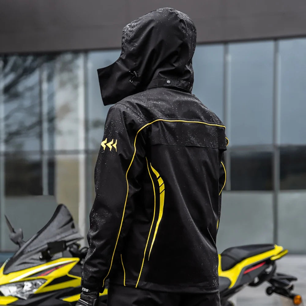 SULAITE Motorcycle Rain Suit Men Women Rain Gear Waterproof Protective Rain Coat with Pants 2 Pieces Breathable Outdoor