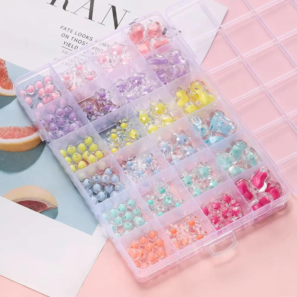 Heart-Shaped Acrylic Beads – 174-Piece Jewelry Kit