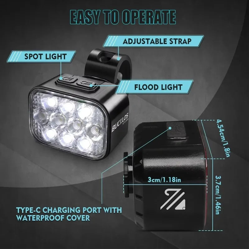 USB-Rechargeable Front and Rear Bicycle Light Set
