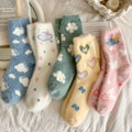 Warm Plush Heart-Print Women's Socks – 5 Pairs