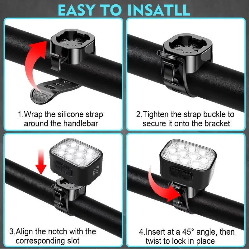 USB-Rechargeable Front and Rear Bicycle Light Set