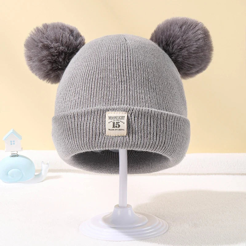 Knitted Baby Beanie with Pom-Pom